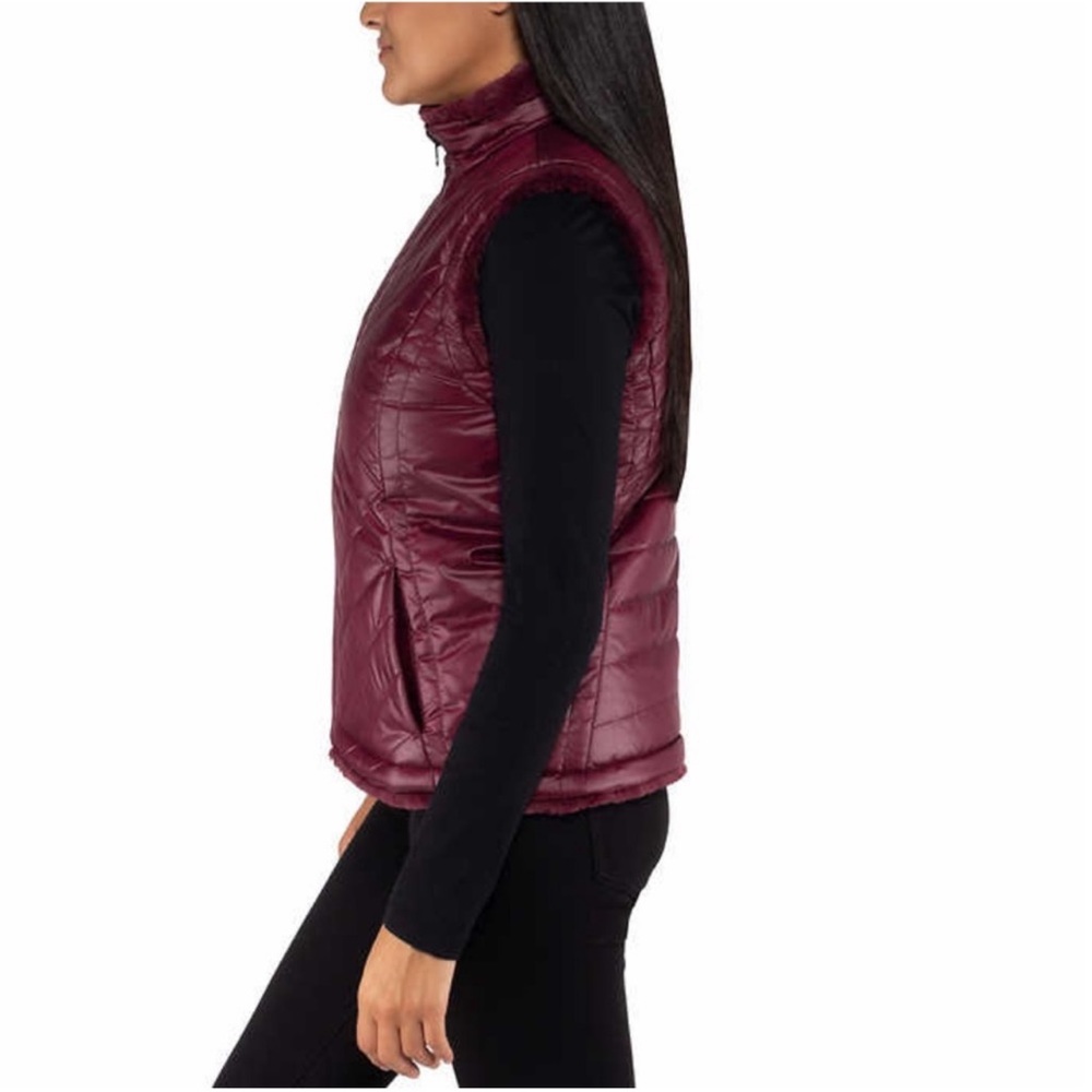 Nicole Miller Ladies Women Reversible Vest - RED WINE - EXTRA SMALL - Picture 4 of 6